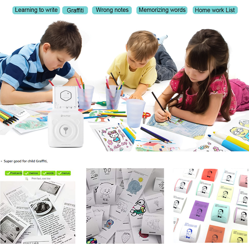 Mini Bluetooth Wireless Thermal Printer Paper Sticker Label Printer