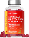 Gominolas Multivitaminas Y Minerales | 14 Multivitaminas Y Minerales Con Vitamina A, B12, C, D Y Zinc | 60 Gummies Sabor Fresa | De Horbaach